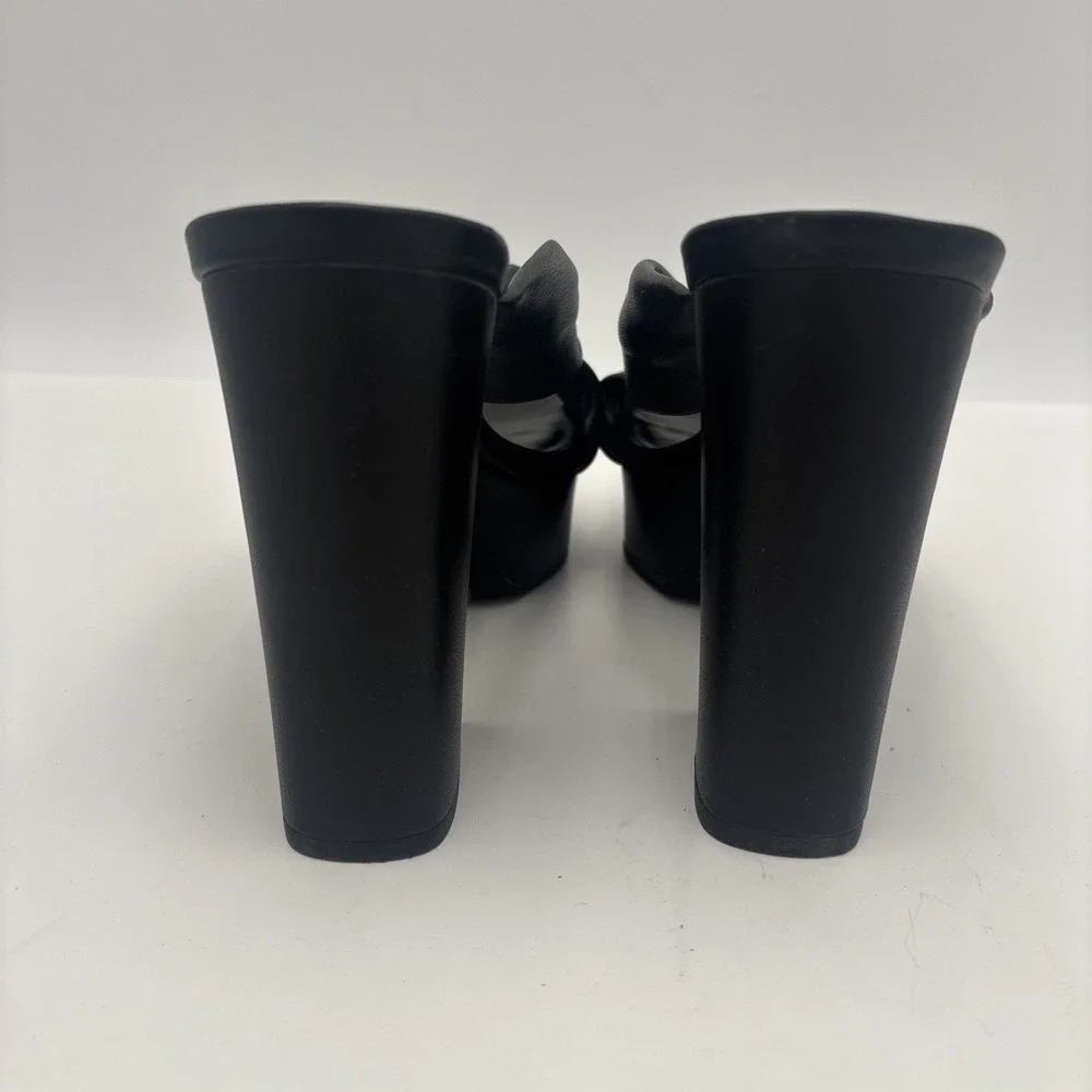 Open Edit Platform Sandals Size 6.5 Black Square Open‎ Toe Knotted Heels